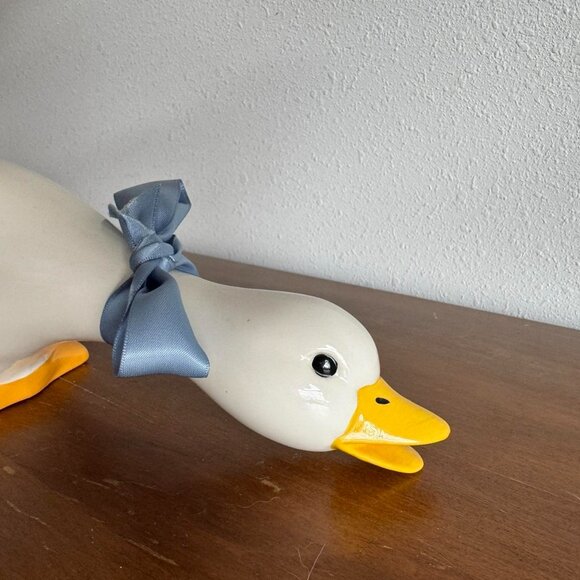 Vintage Ceramic Cottage Duck, Blue Ribbon Goose - Picture 4 of 8
